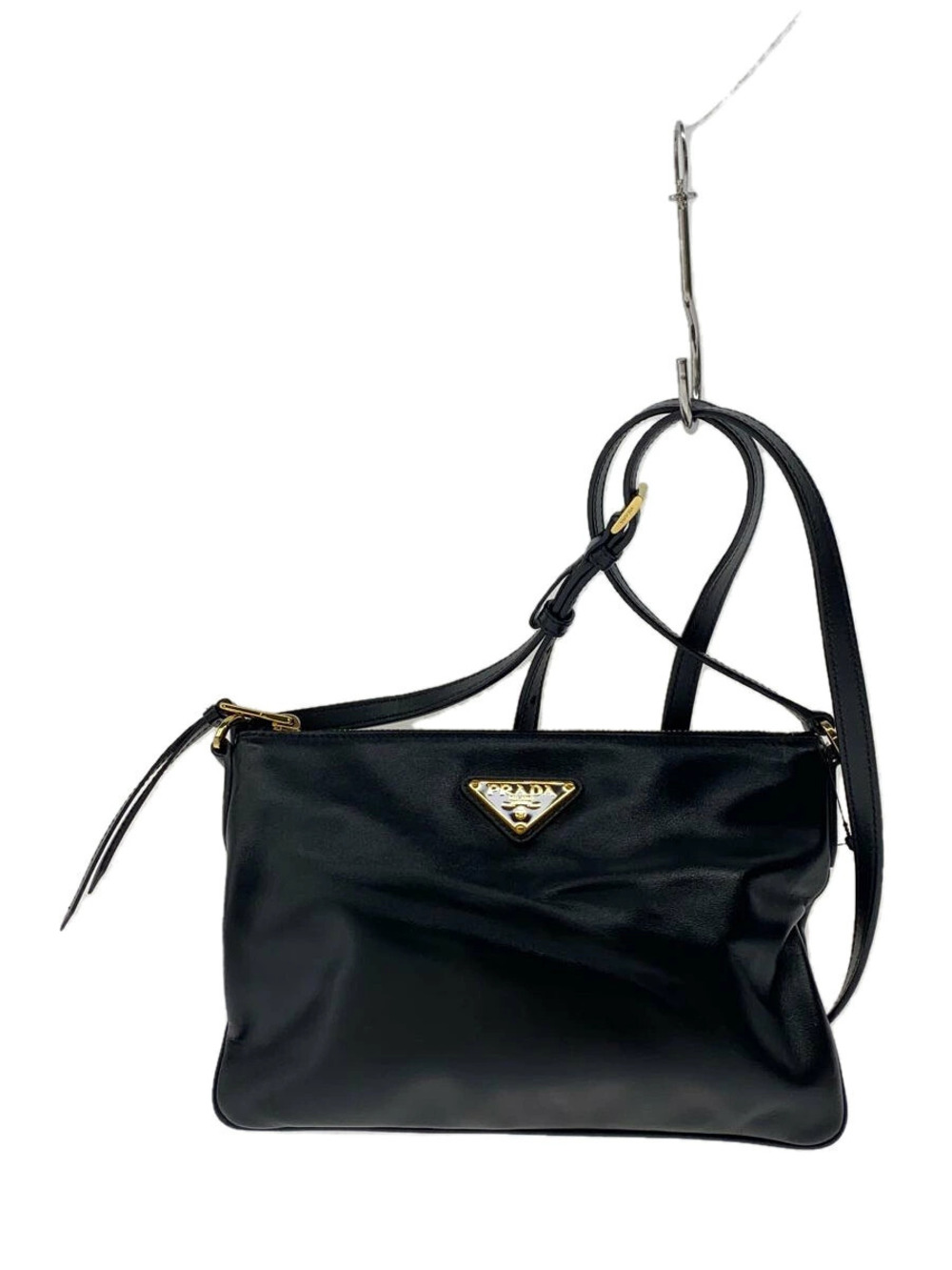 Prada Messenger Crossbody Bag Leather Black